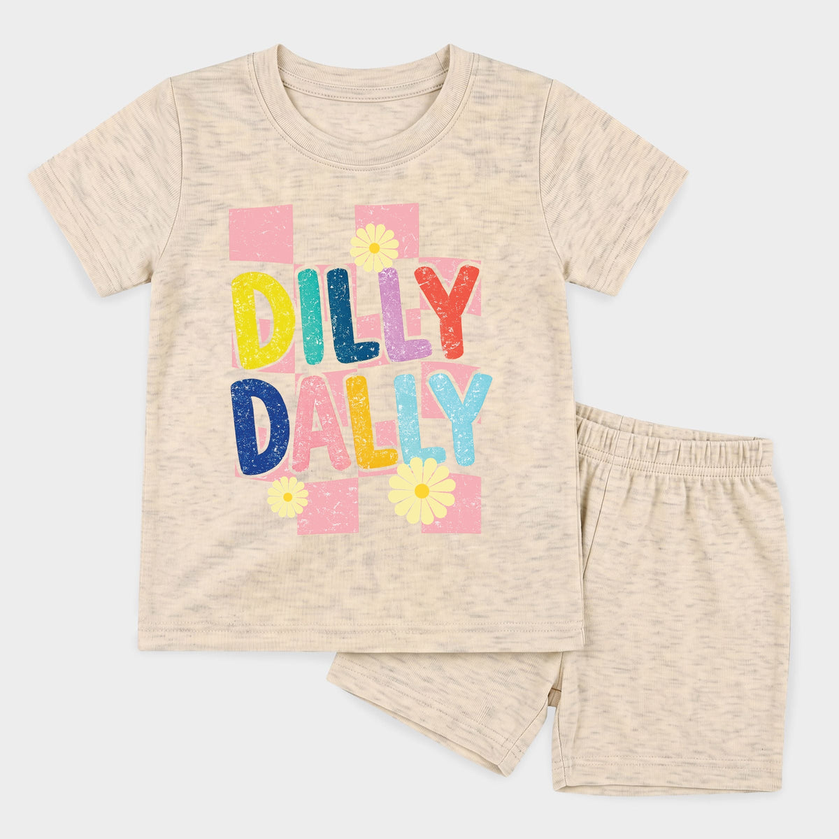 Dilly Dally Checkered - Toddler Crew Shorts Set