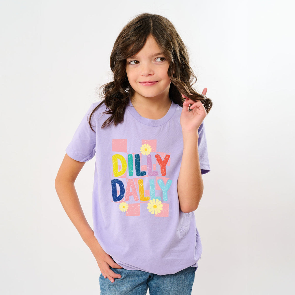 Dilly Dally Checkered - Youth Short Sleeve Graphic T-Shirt