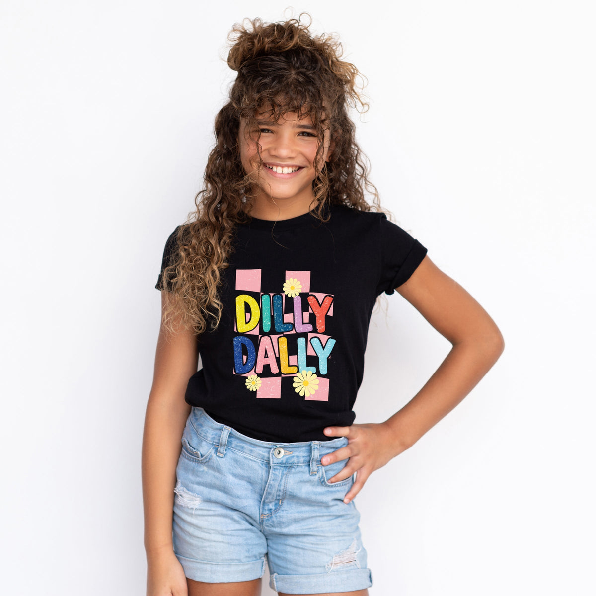 Dilly Dally Checkered - Youth Short Sleeve Graphic T-Shirt