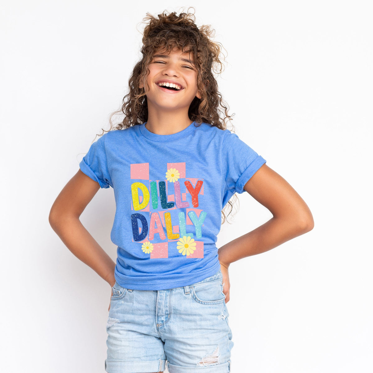 Dilly Dally Checkered - Youth Short Sleeve Graphic T-Shirt