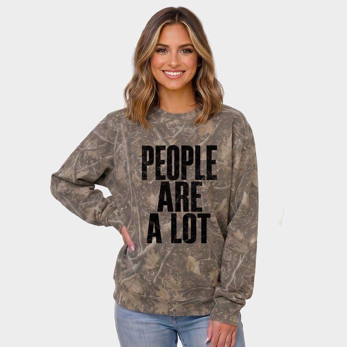 People Are A Lot - Women's Camo Sweatshirt