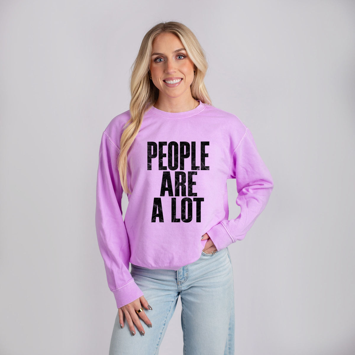 People Are A Lot - Women's Lightweight Garment Dyed Sweatshirt
