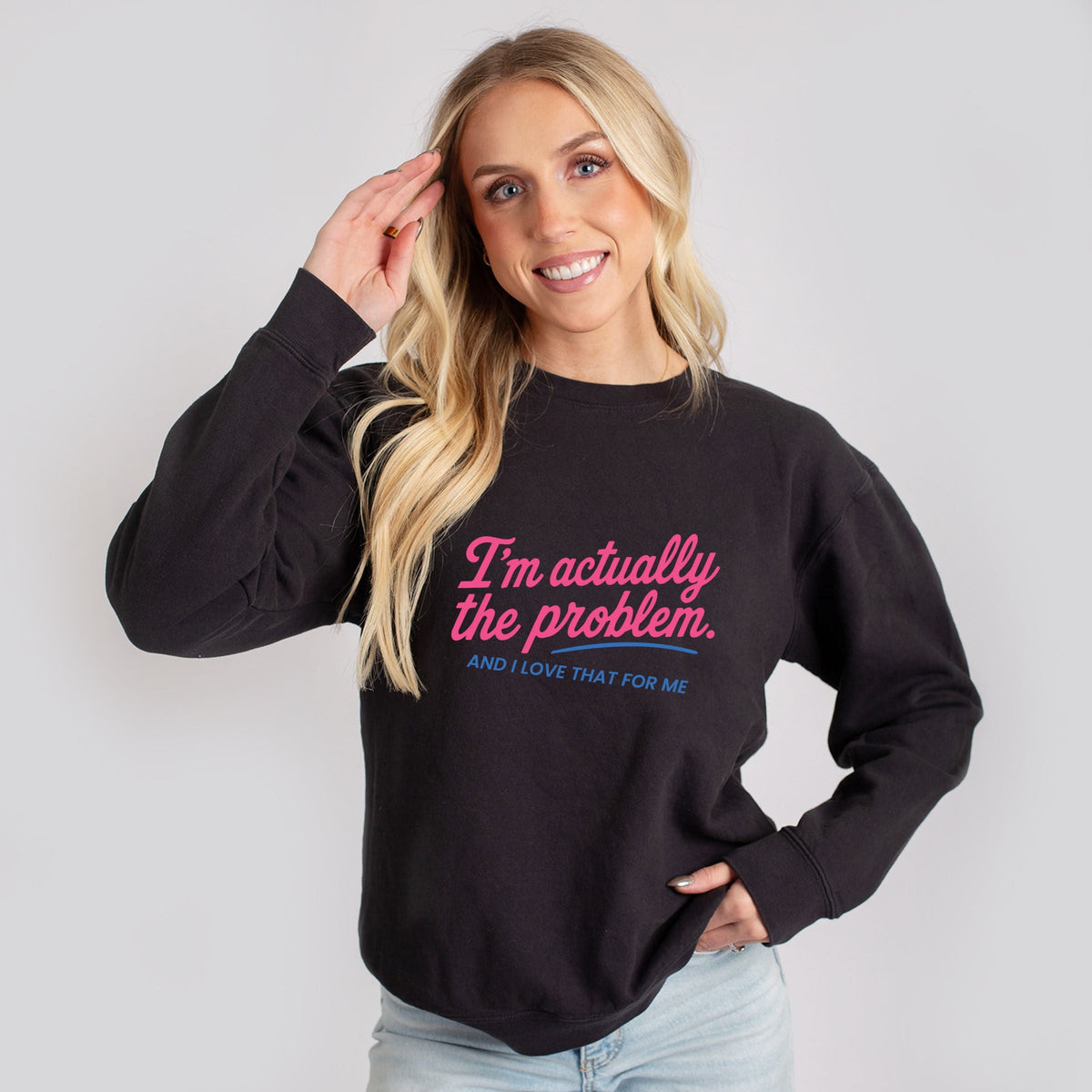 I'm Actually The Problem - Women's Lightweight Garment Dyed Sweatshirt