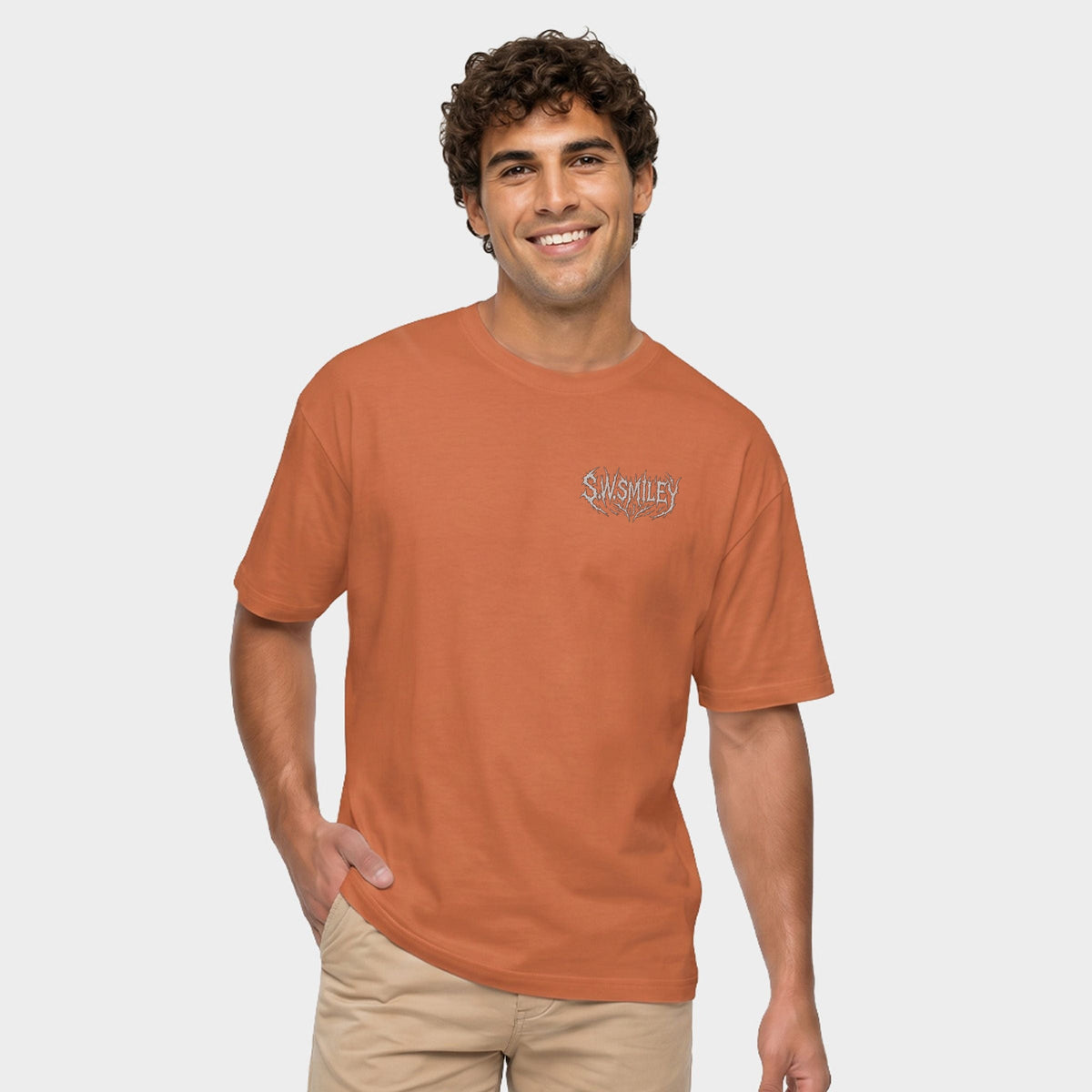 S.W.Smiley Skull Grunge - Men's Garment Dyed Graphic T-Shirt