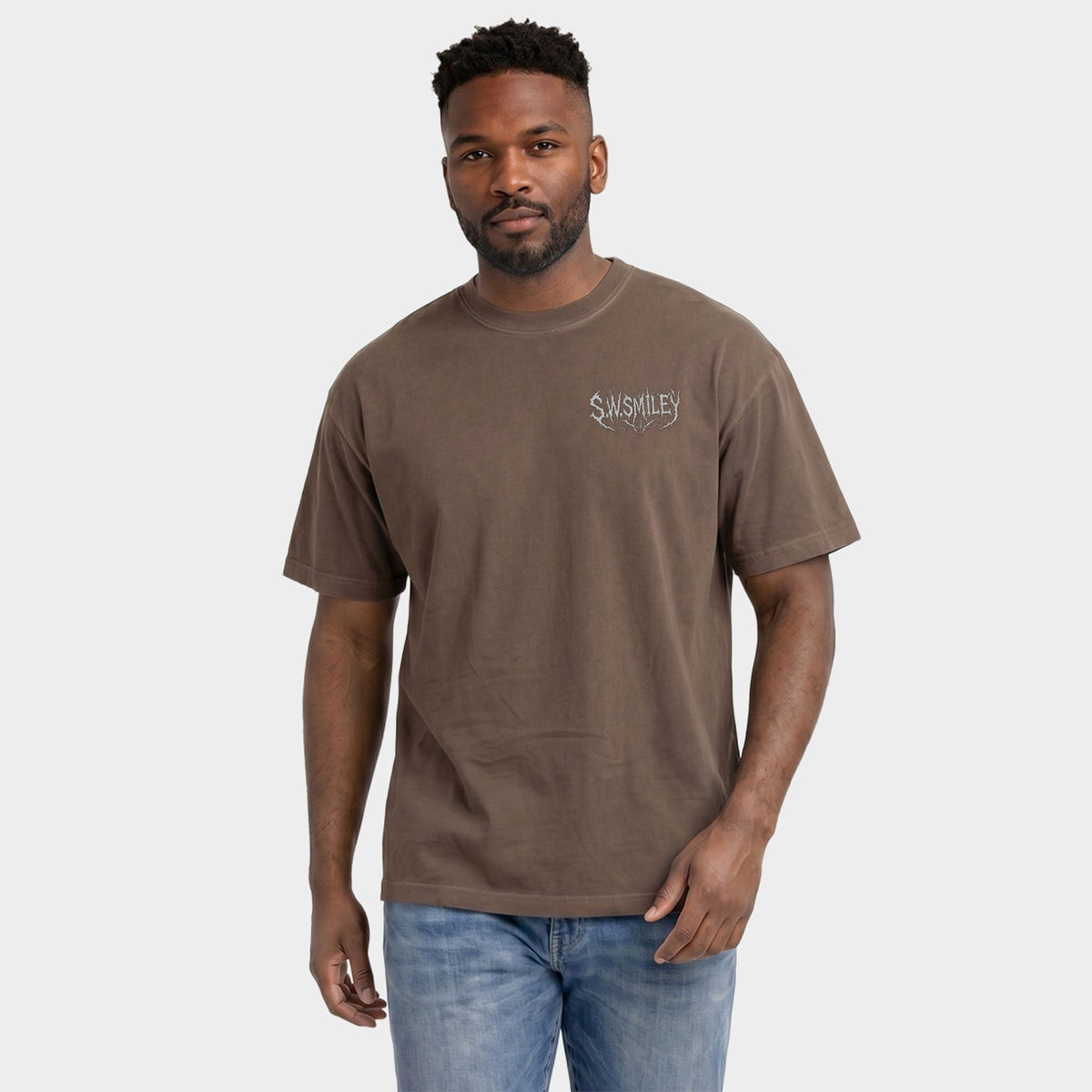 S.W.Smiley Skull Grunge - Men's Garment Dyed Graphic T-Shirt