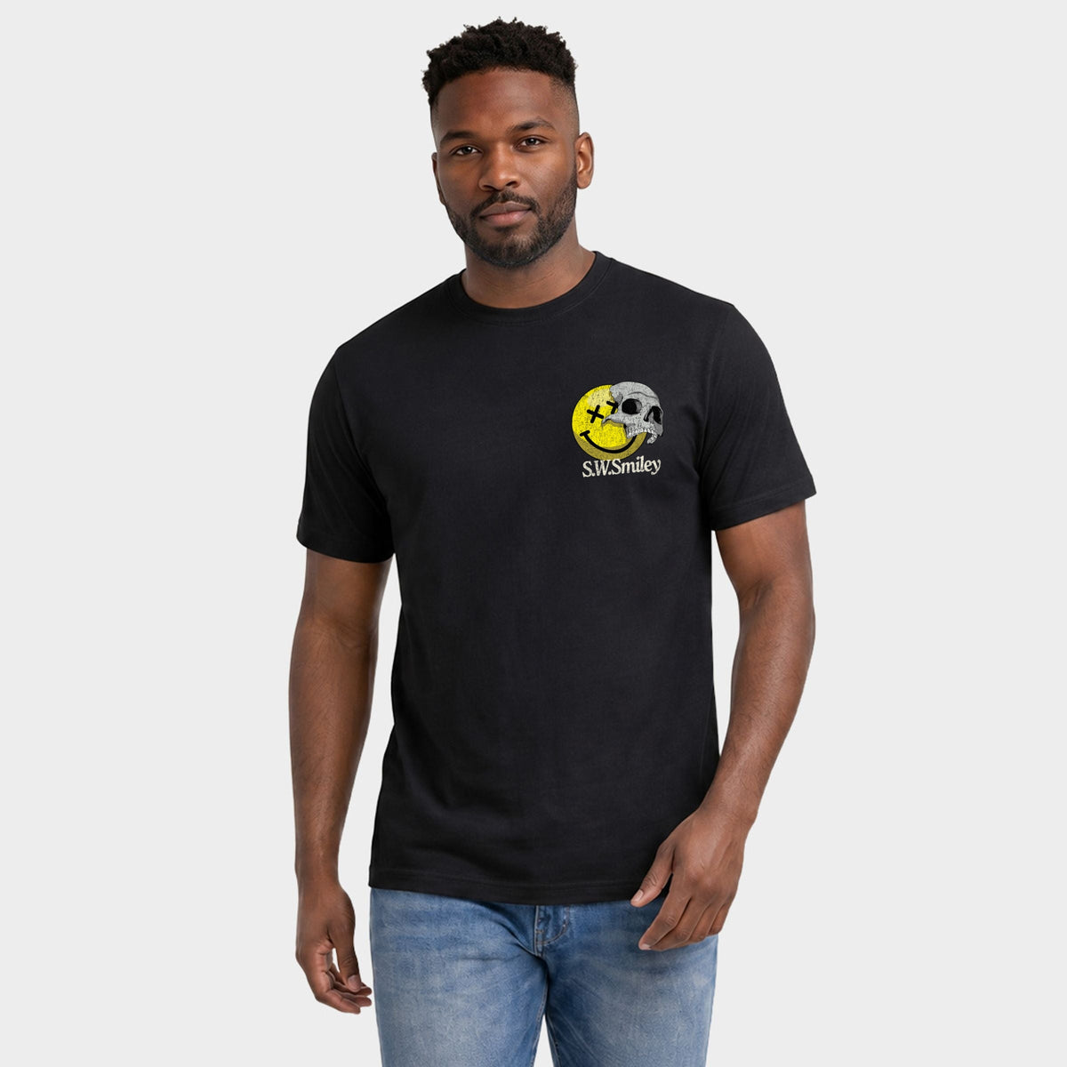 S.W.Smiley We Carry Worlds - Men's Garment Dyed Graphic T-Shirt
