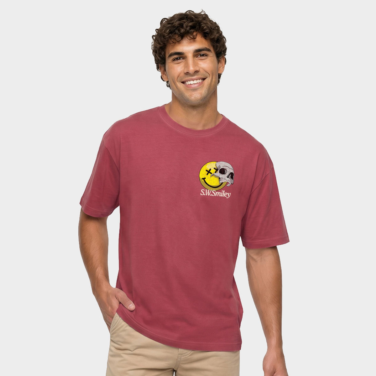 S.W.Smiley We Carry Worlds - Men's Garment Dyed Graphic T-Shirt