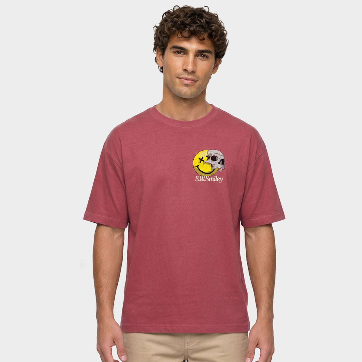 S.W.Smiley We Carry Worlds - Men's Garment Dyed Graphic T-Shirt