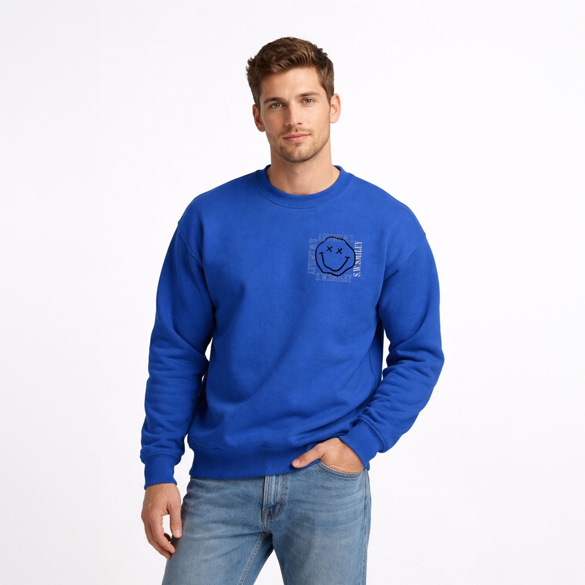 S.W.Smiley Squiggly Square - Men's Graphic Sweatshirt
