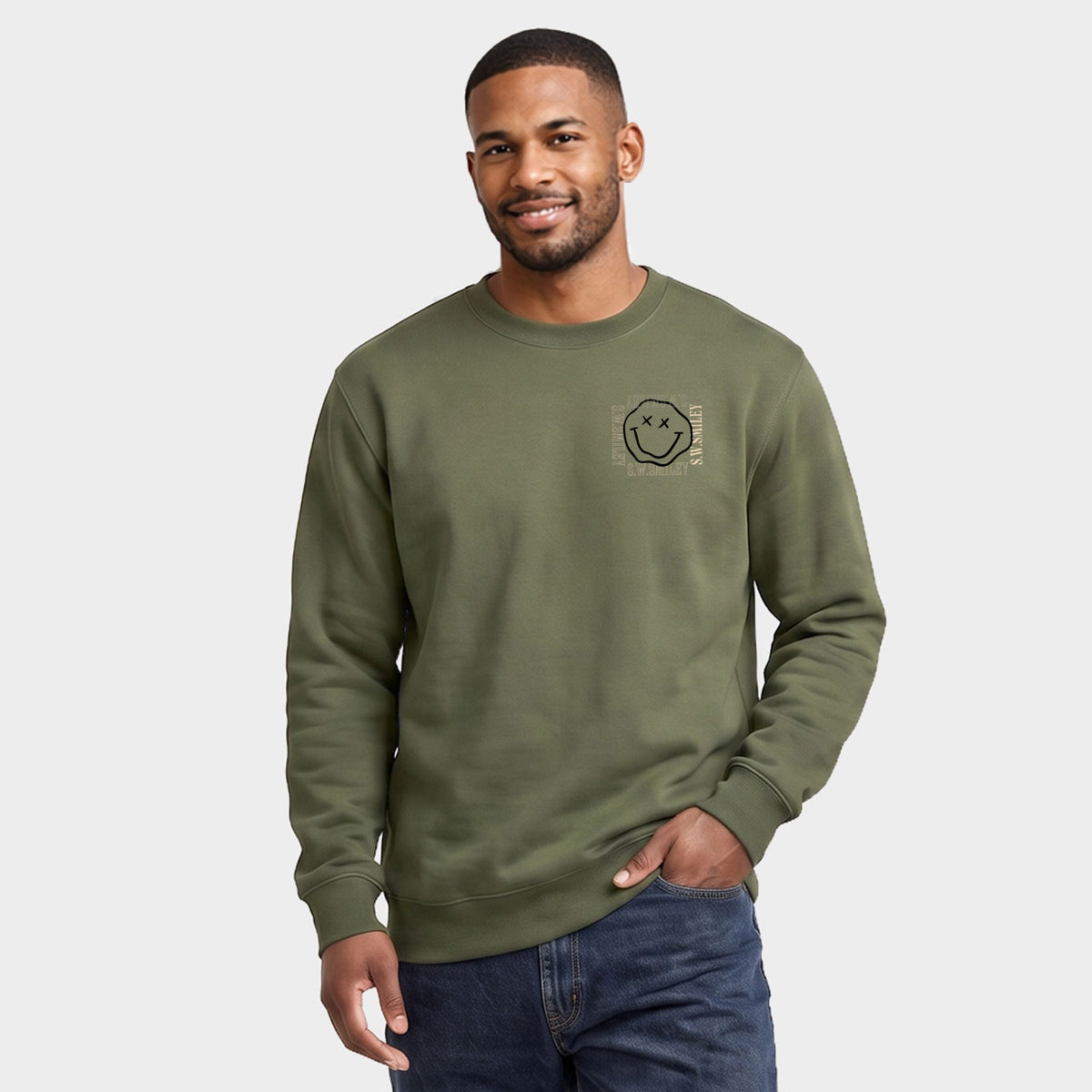 S.W.Smiley Squiggly Square - Men's Graphic Sweatshirt