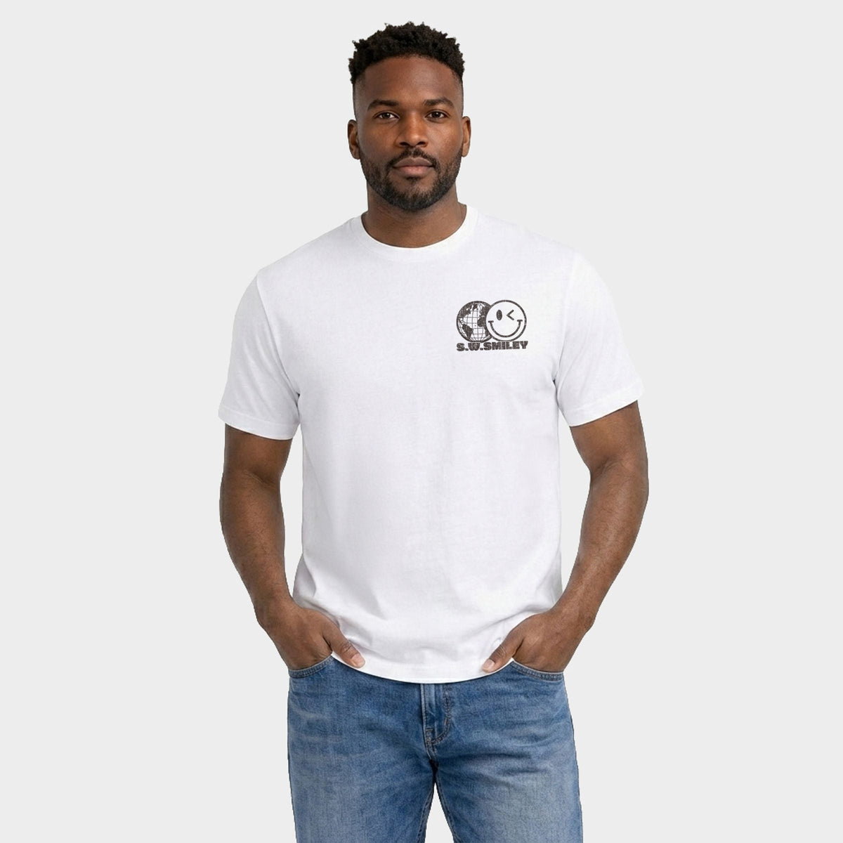 S.W.Smiley Record Retro - Men's Garment Dyed Graphic T-Shirt