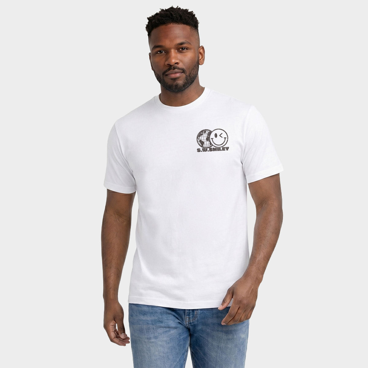 S.W.Smiley Record Retro - Men's Garment Dyed Graphic T-Shirt