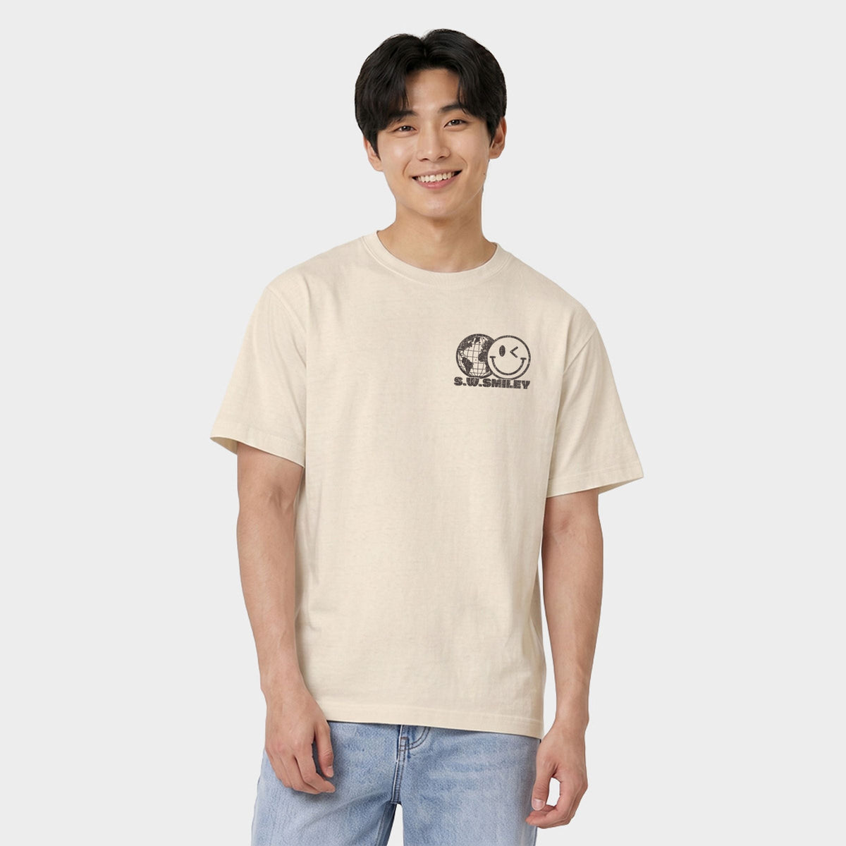 S.W.Smiley Record Retro - Men's Garment Dyed Graphic T-Shirt