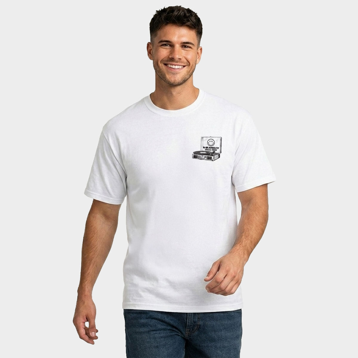 S.W.Smiley Vinyl Energy - Men's Garment Dyed Graphic T-Shirt