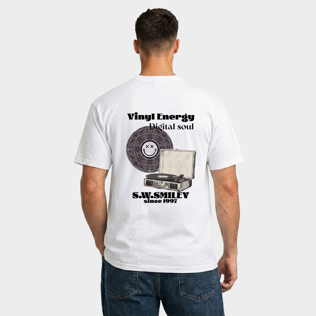 S.W.Smiley Vinyl Energy - Men's Garment Dyed Graphic T-Shirt