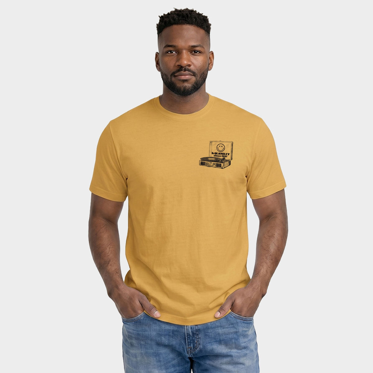 S.W.Smiley Vinyl Energy - Men's Garment Dyed Graphic T-Shirt