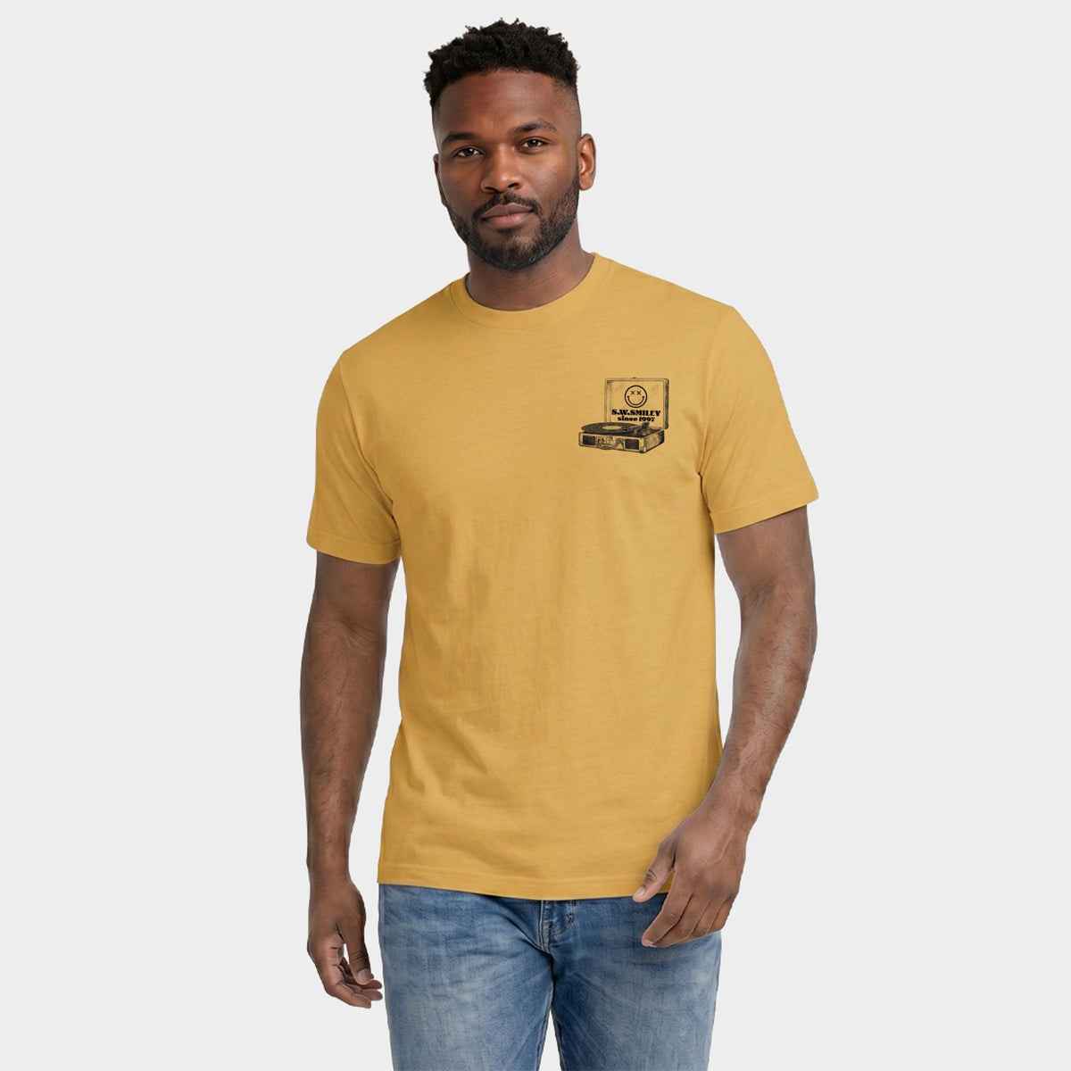 S.W.Smiley Vinyl Energy - Men's Garment Dyed Graphic T-Shirt