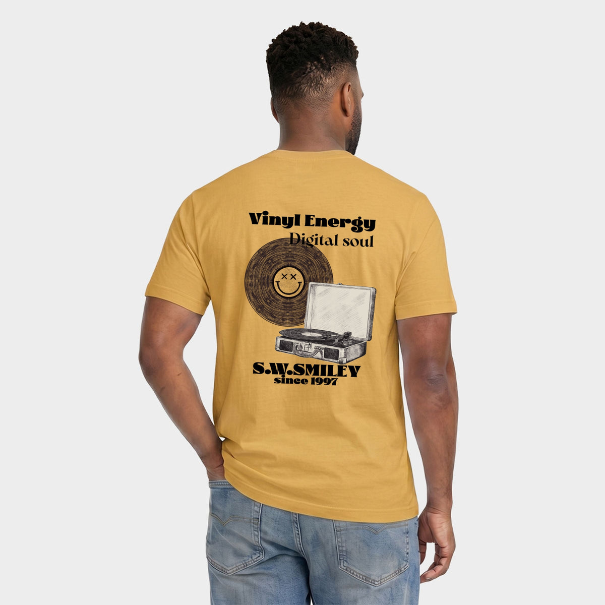 S.W.Smiley Vinyl Energy - Men's Garment Dyed Graphic T-Shirt