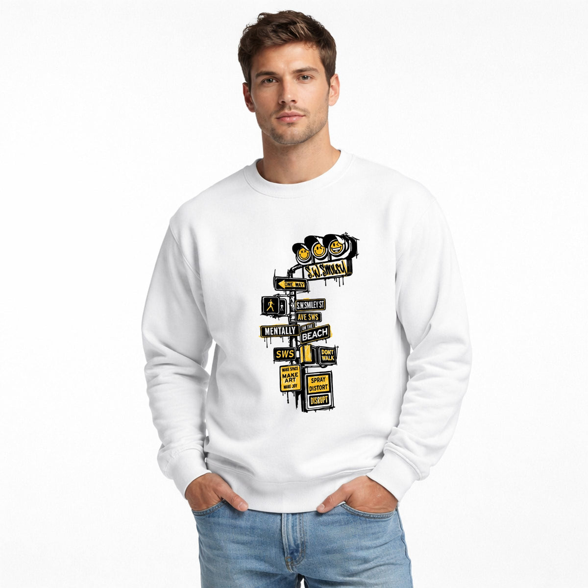 S.W.Smiley Stoplight - Men's Graphic Sweatshirt