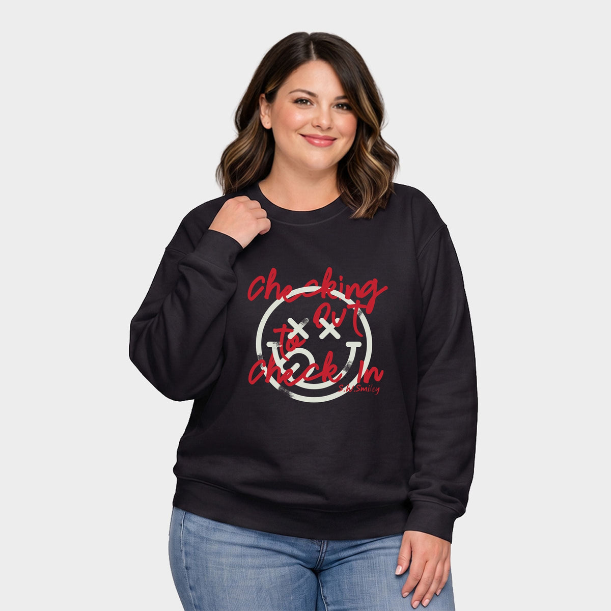 S.W.Smiley Checking Out - Women's Plus Sweatshirt