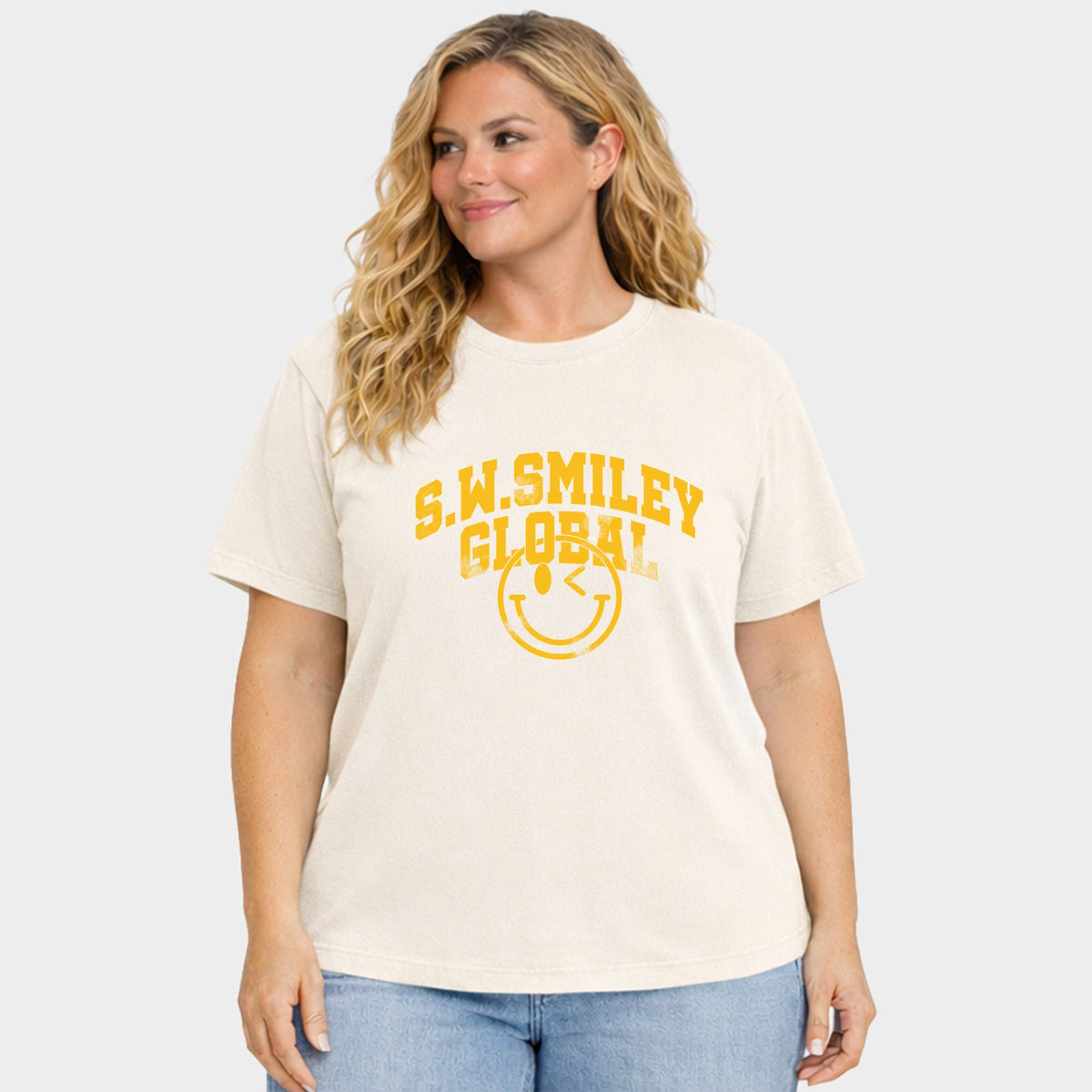 S.W.Smiley Global Varsity - Women's Plus Garment Dyed Tee
