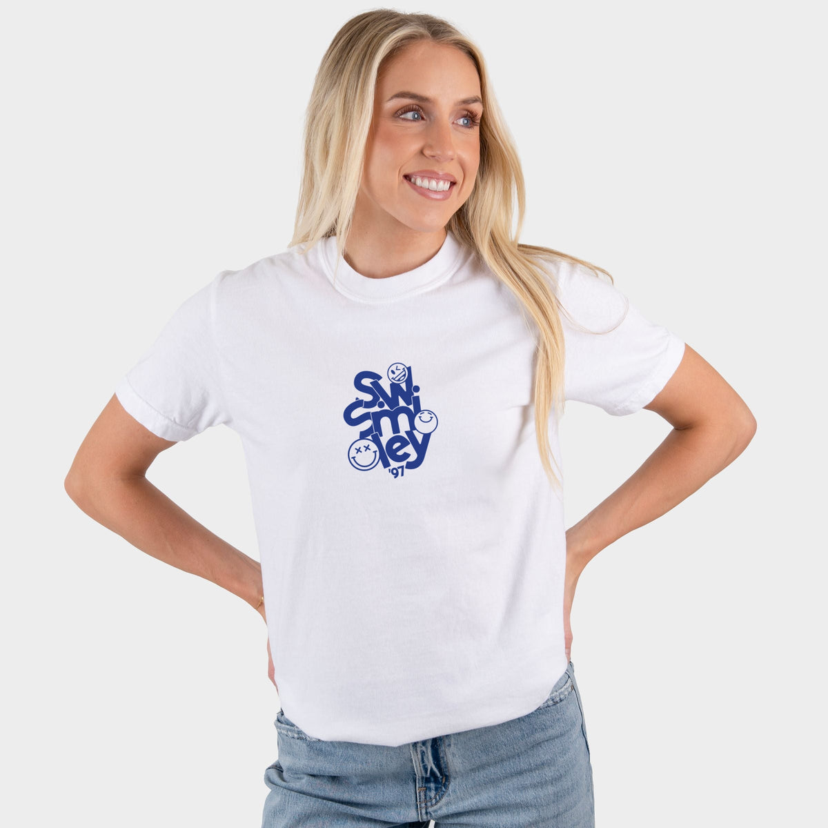 S.W.Smiley Stacked '97 - Women's Garment Dyed Graphic T-Shirt