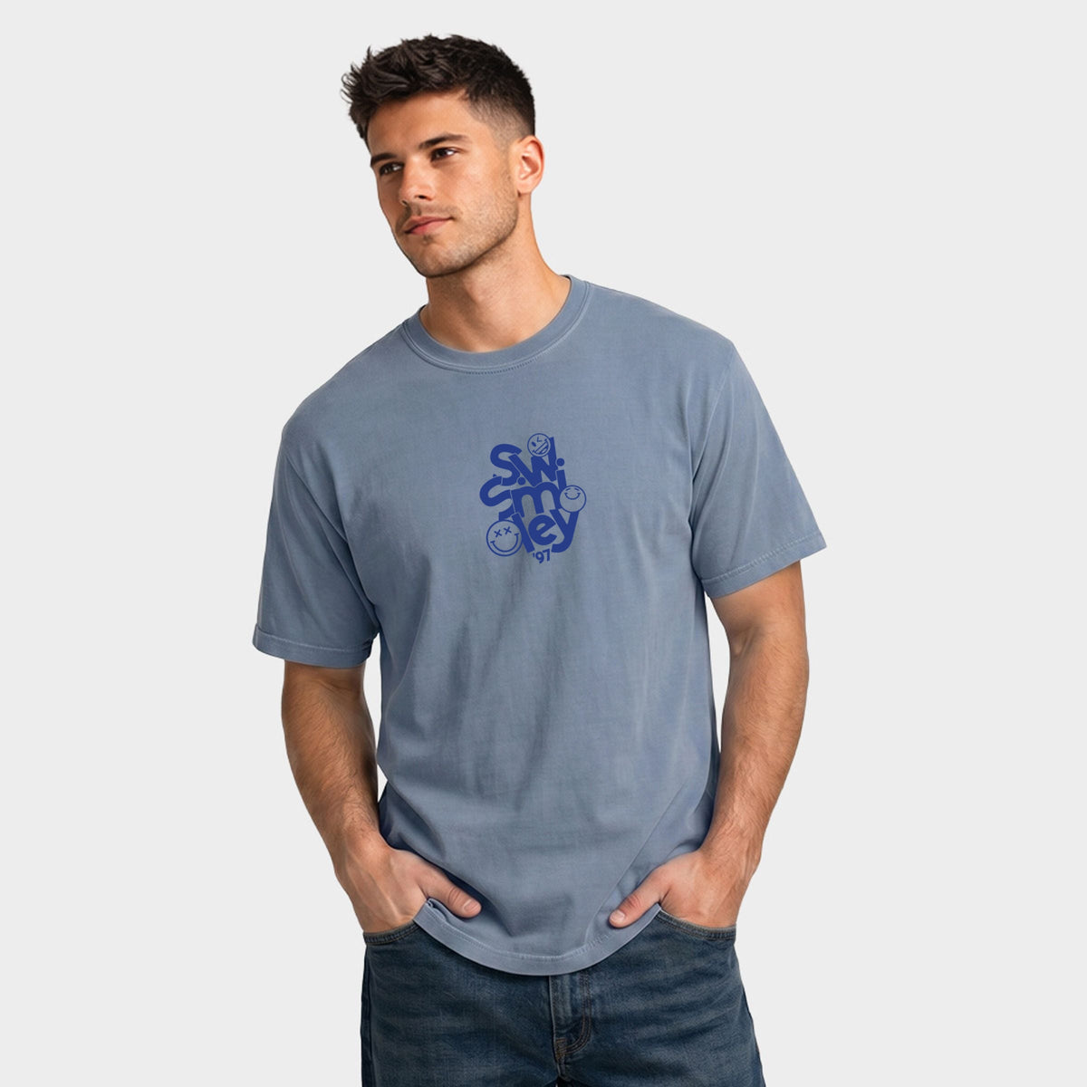 S.W.Smiley Stacked '97 - Men's Garment Dyed Graphic T-Shirt