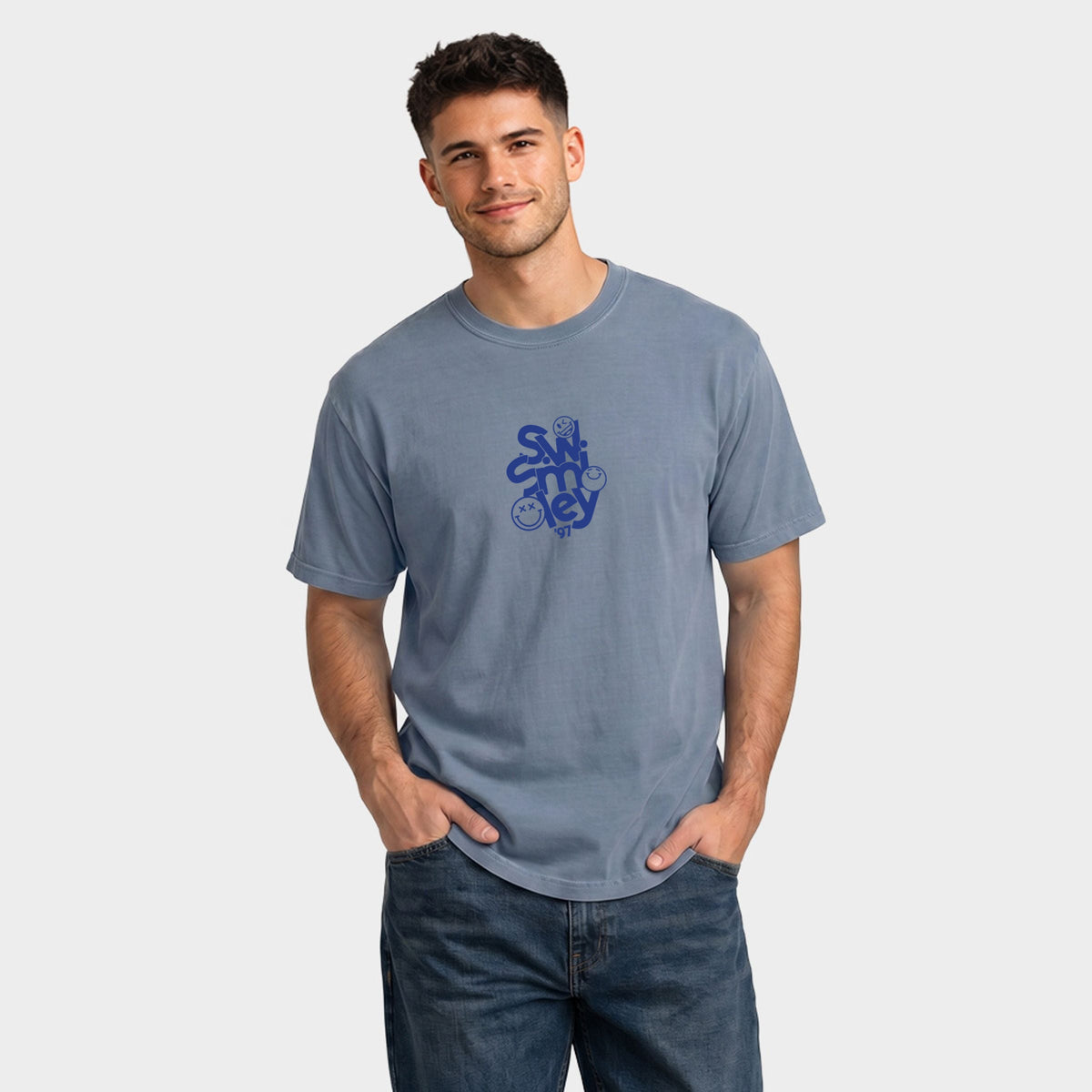 S.W.Smiley Stacked '97 - Men's Garment Dyed Graphic T-Shirt