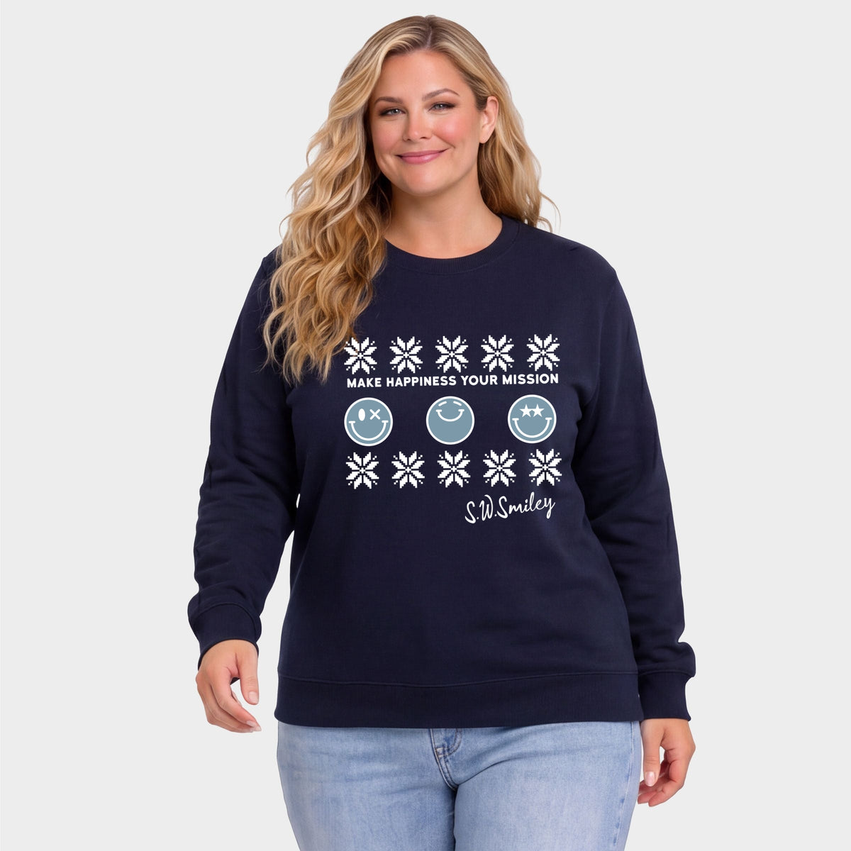 S.W.Smiley Make Happiness Your Mission Snowflake - Women's Plus Sweatshirt