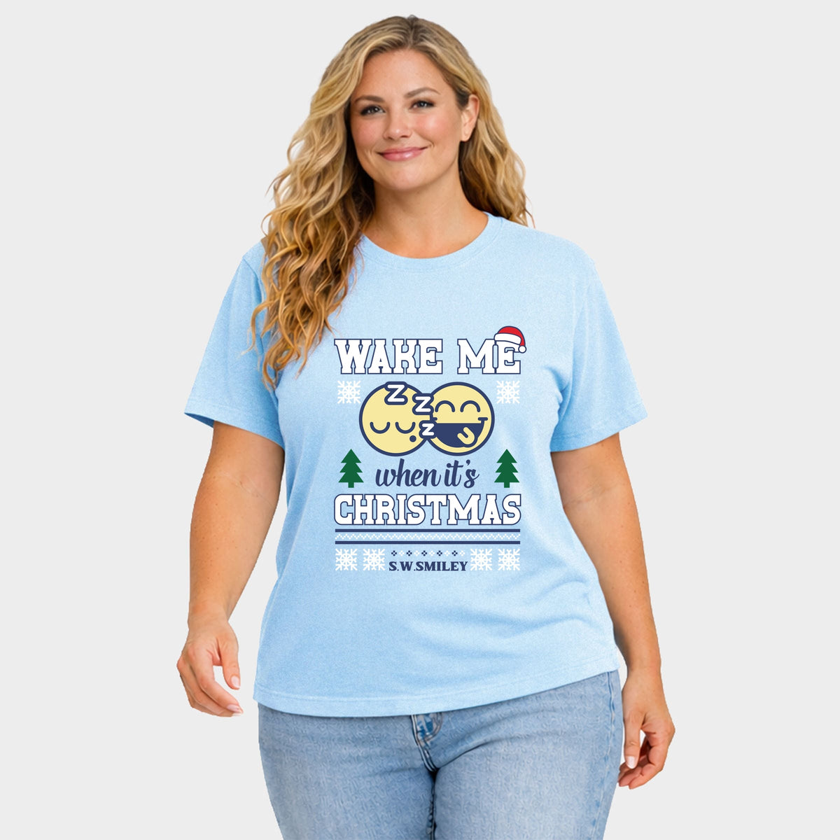 S.W.Smiley Wake Me When It's Christmas - Women's Plus Garment Dyed Tee