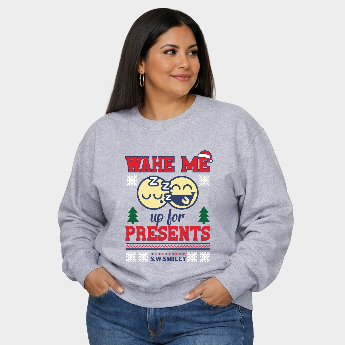 S.W.Smiley Wake Me Up For Presents - Women's Plus Sweatshirt