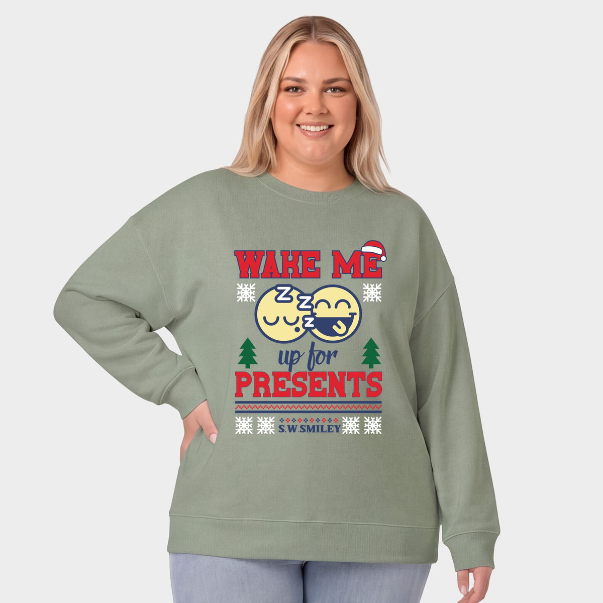 S.W.Smiley Wake Me Up For Presents - Women's Plus Sweatshirt
