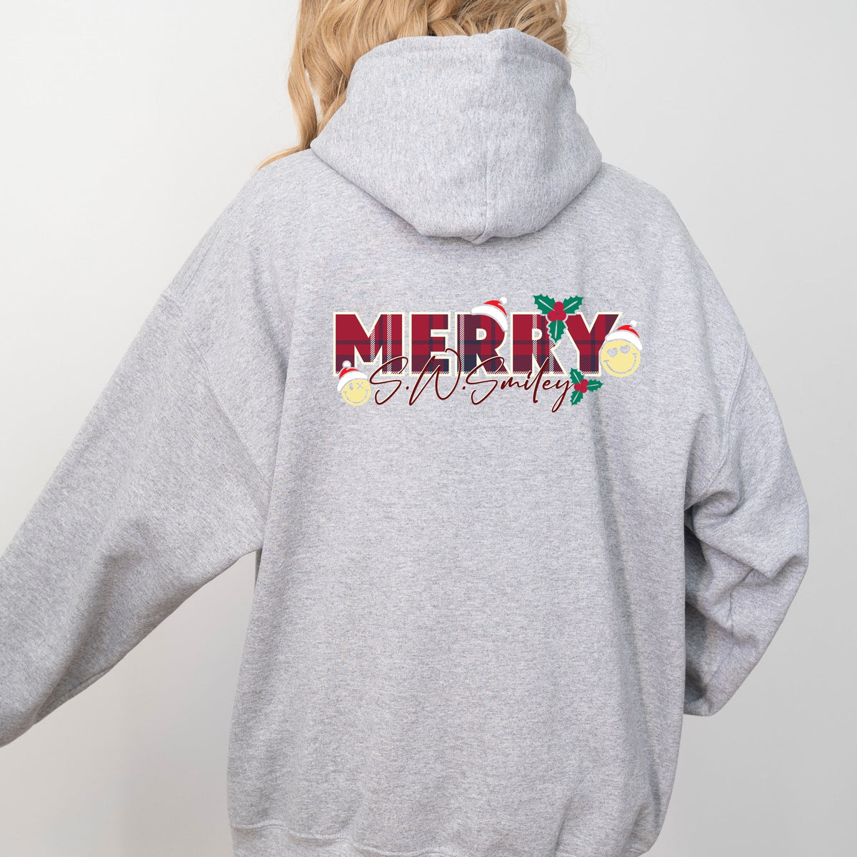 S.W.Smiley Merry Plaid - Women's Graphic Hoodie