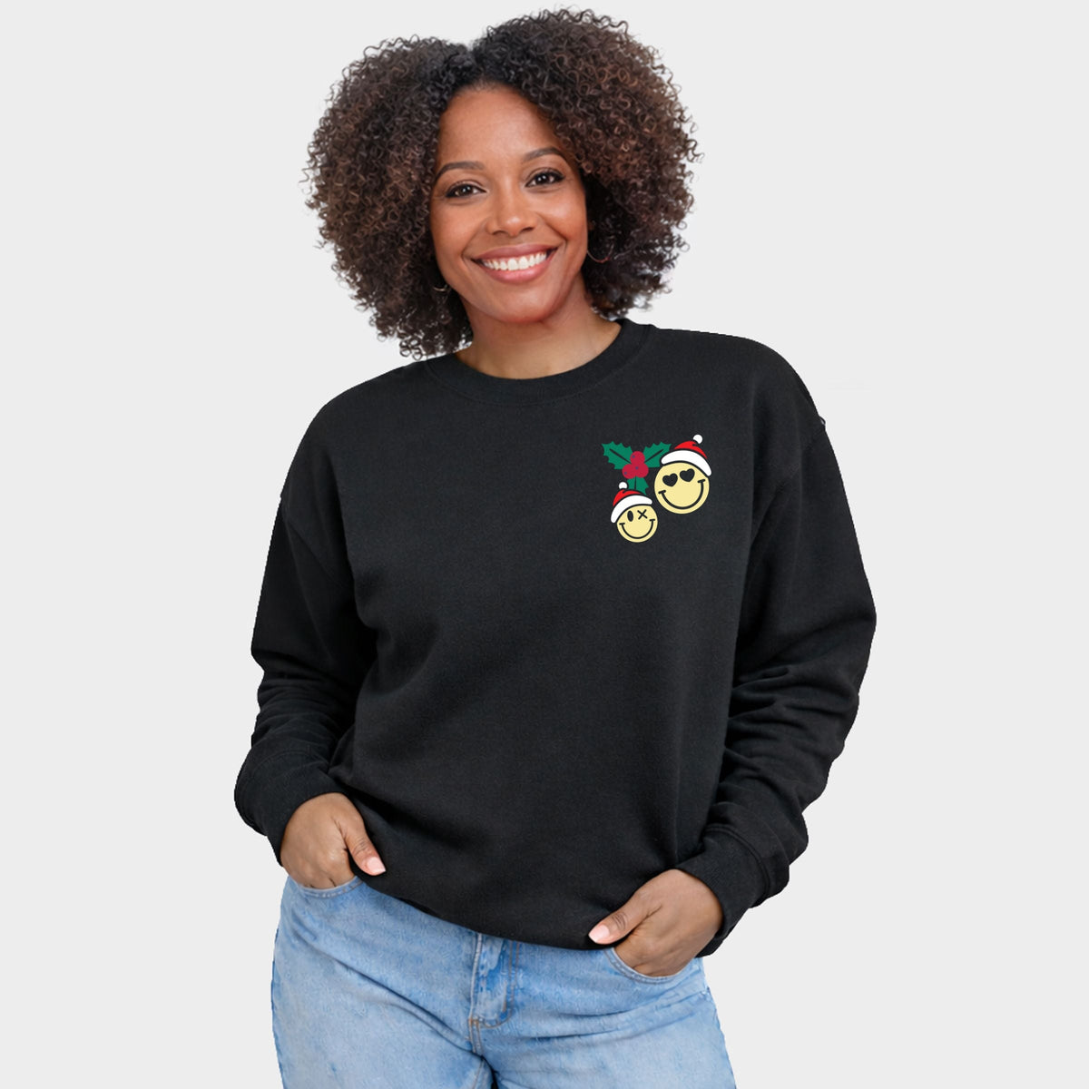 S.W.Smiley Merry Plaid - Women's Graphic Sweatshirt