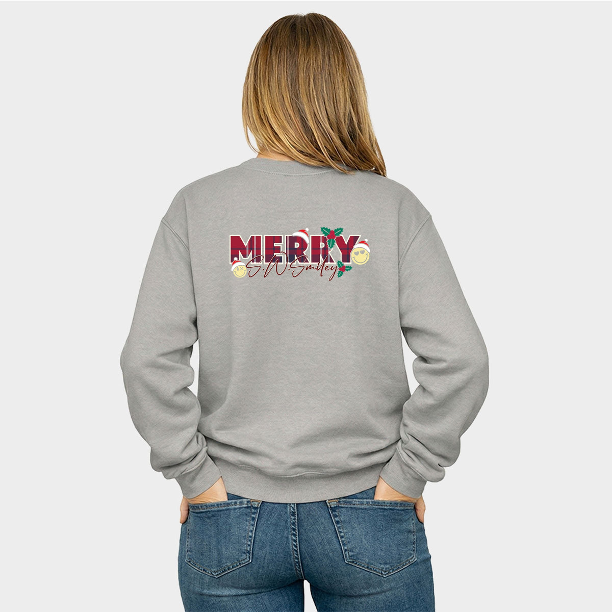 S.W.Smiley Merry Plaid - Women's Graphic Sweatshirt
