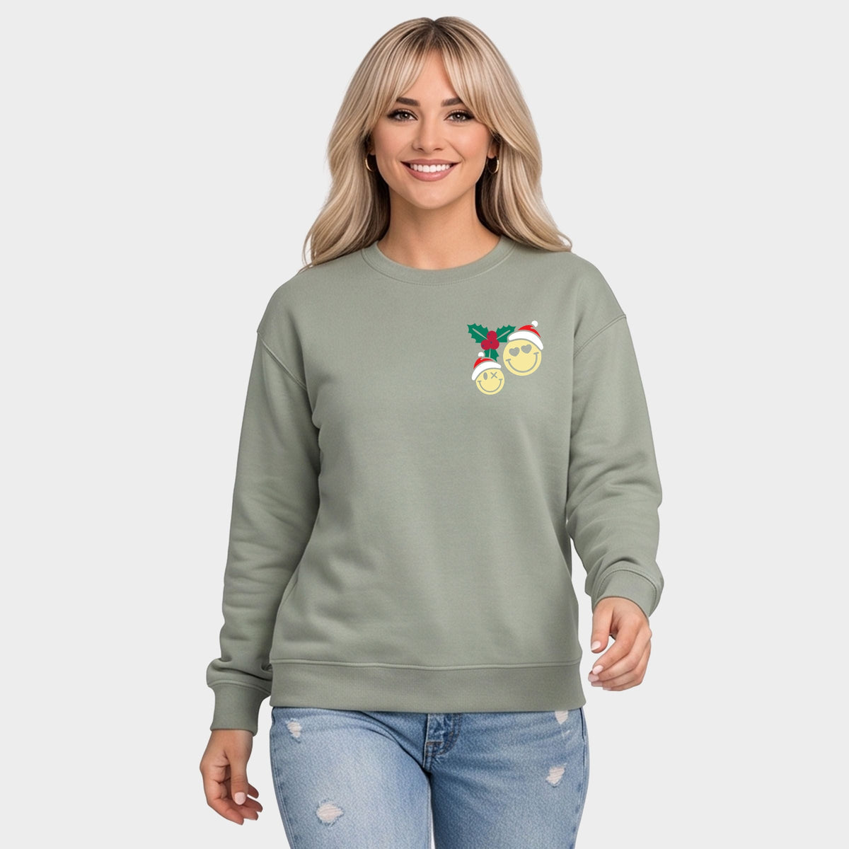 S.W.Smiley Merry Plaid - Women's Graphic Sweatshirt