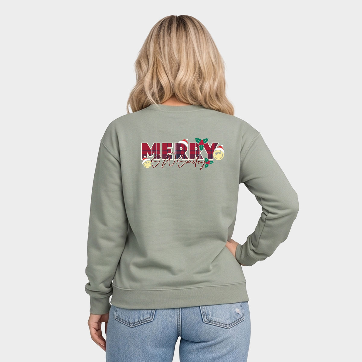 S.W.Smiley Merry Plaid - Women's Graphic Sweatshirt