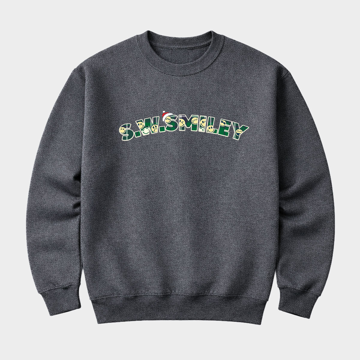 S.W.Smiley Christmas Green Plaid - Men's Graphic Sweatshirt