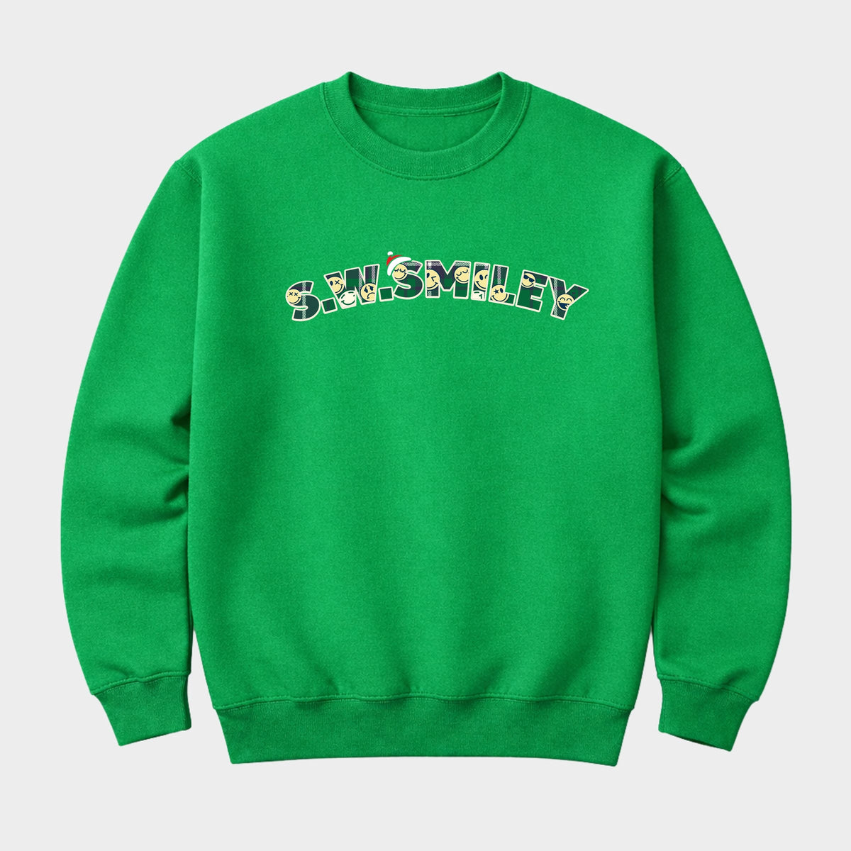 S.W.Smiley Christmas Green Plaid - Men's Graphic Sweatshirt