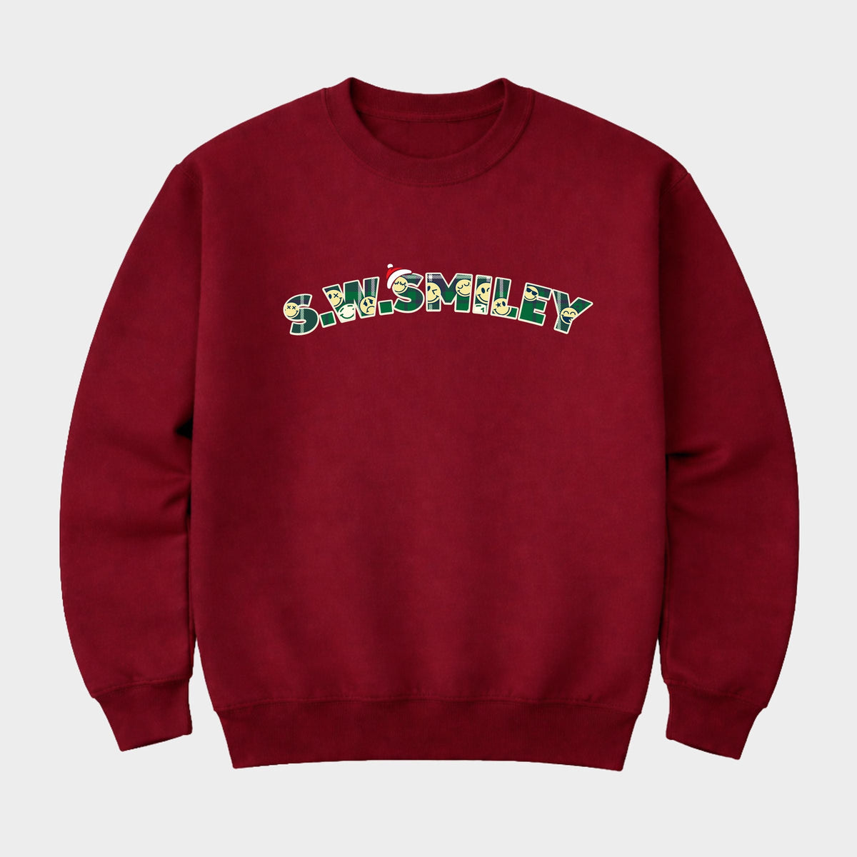 S.W.Smiley Christmas Green Plaid - Men's Graphic Sweatshirt