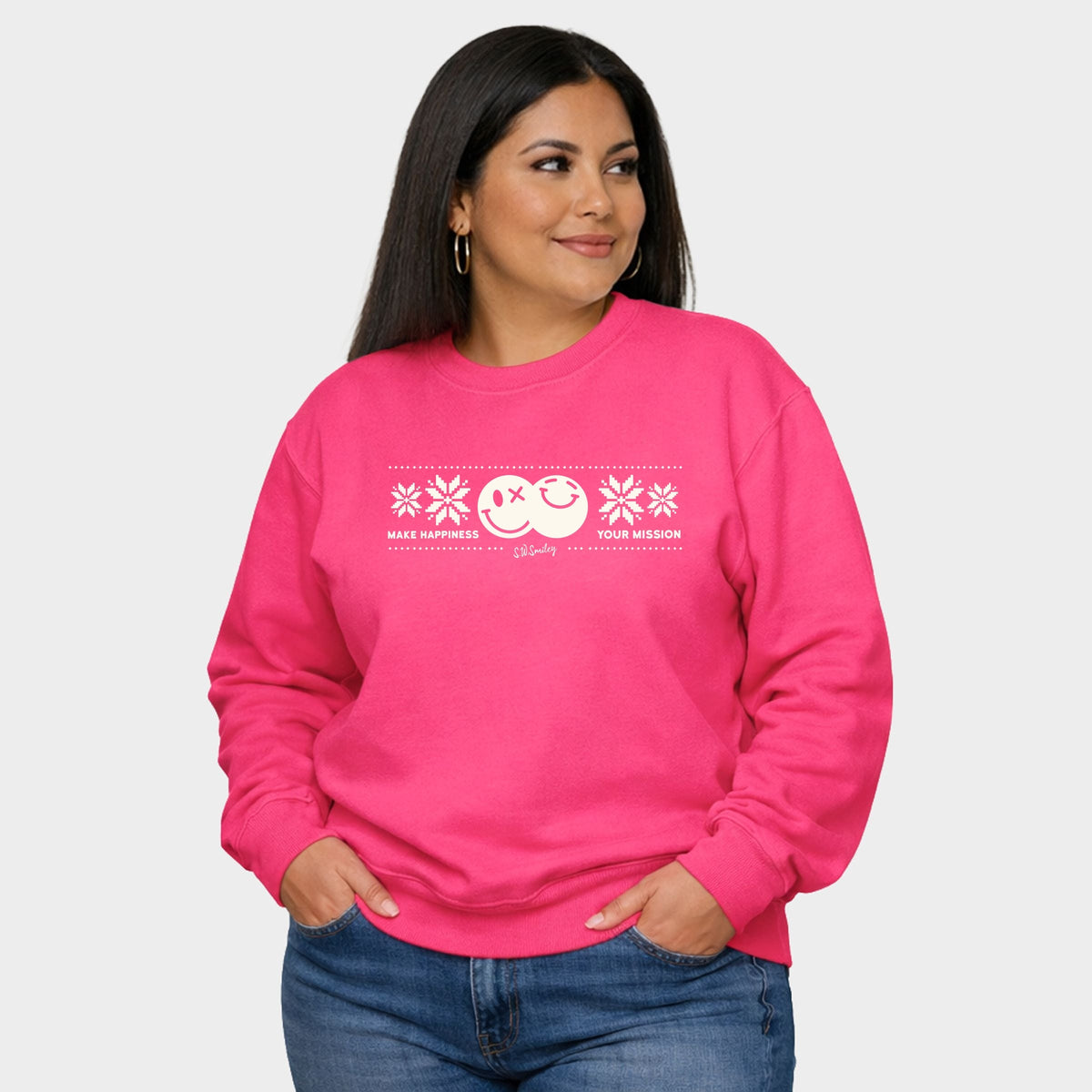 S.W.Smiley Make Happiness Your Mission Cream - Women's Plus Sweatshirt
