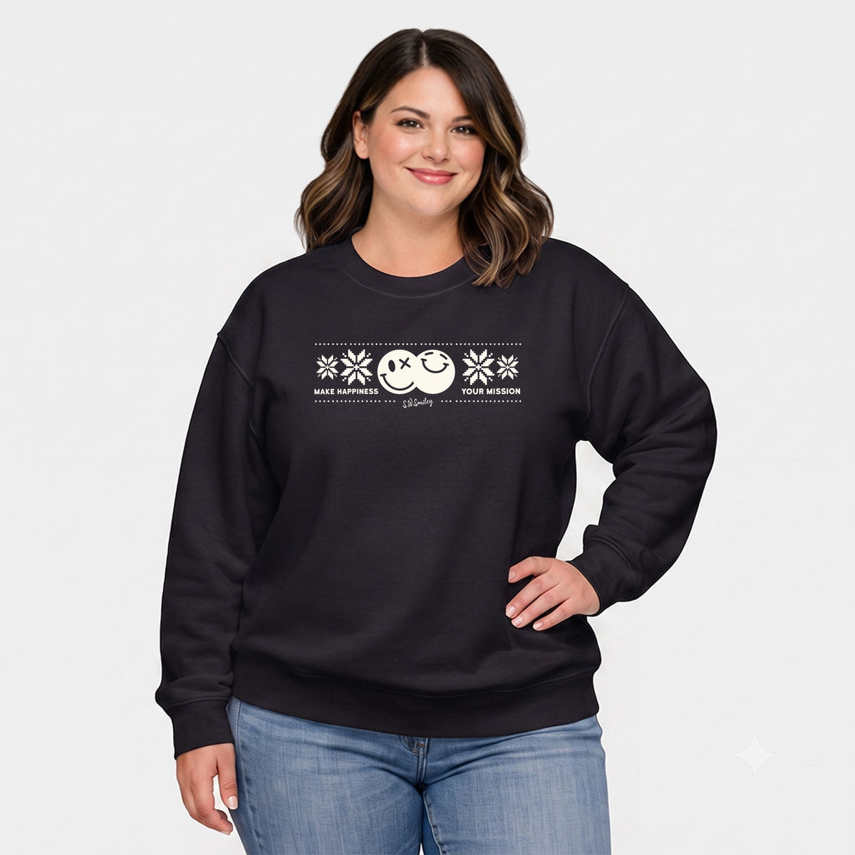 S.W.Smiley Make Happiness Your Mission Cream - Women's Plus Sweatshirt