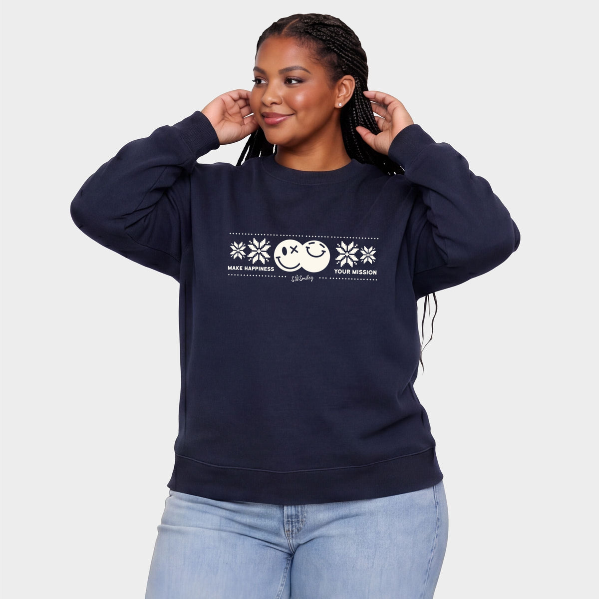 S.W.Smiley Make Happiness Your Mission Cream - Women's Plus Sweatshirt
