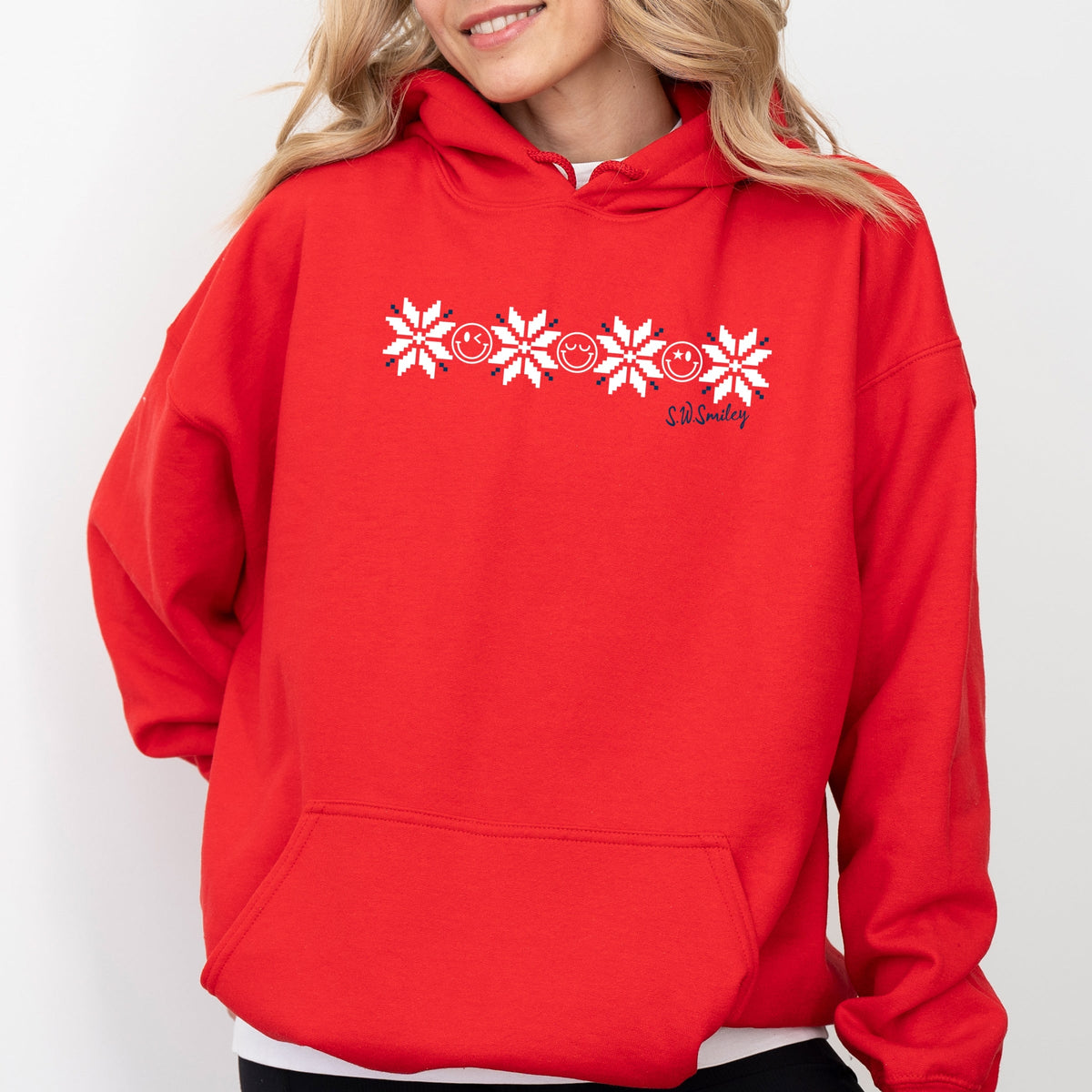 S.W.Smiley Snowflakes Row - Women's Graphic Hoodie