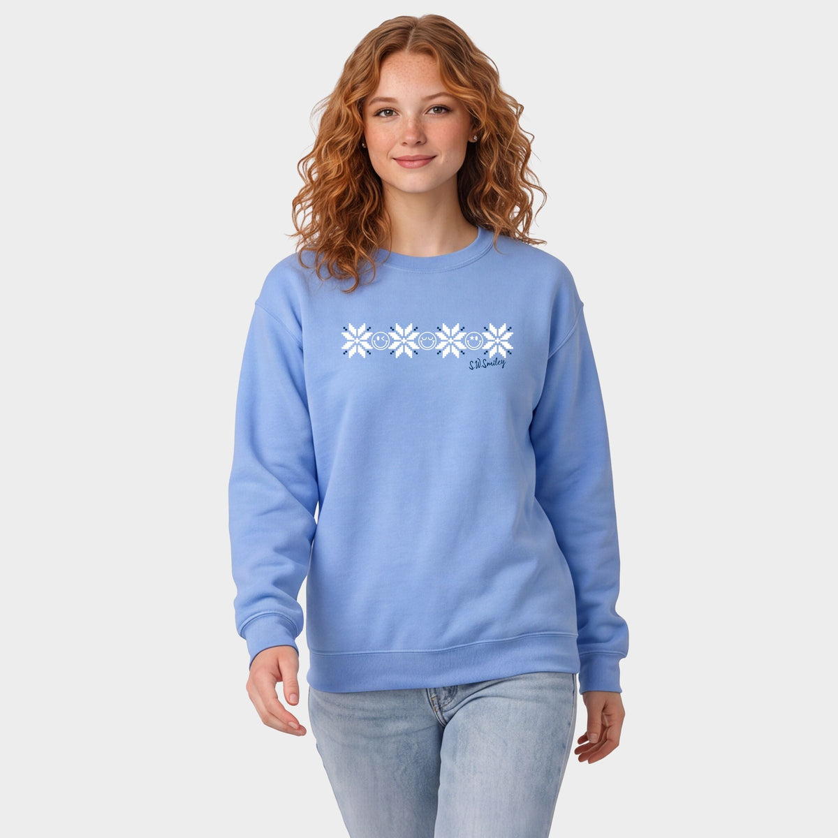 S.W.Smiley Snowflakes Row - Women's Graphic Sweatshirt