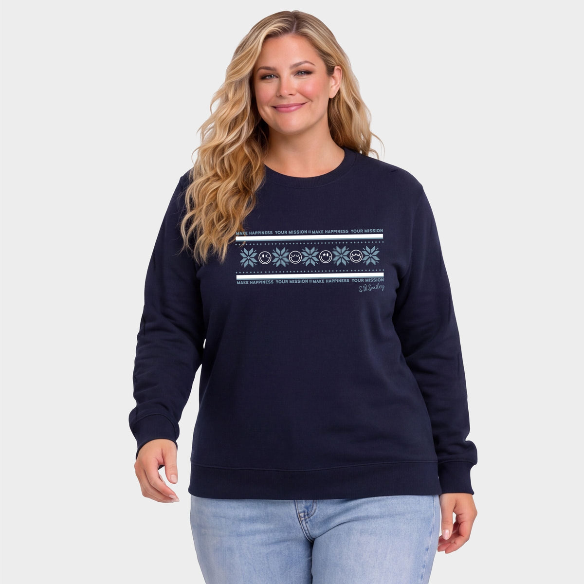 S.W.Smiley Make Happiness Your Mission Row - Women's Plus Sweatshirt