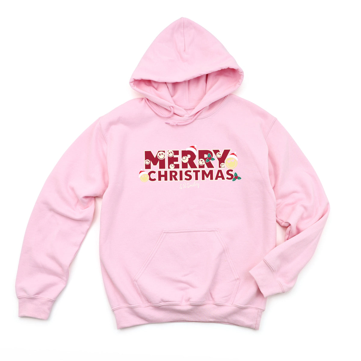 S.W.Smiley Merry Christmas Stacked - Women's Graphic Hoodie