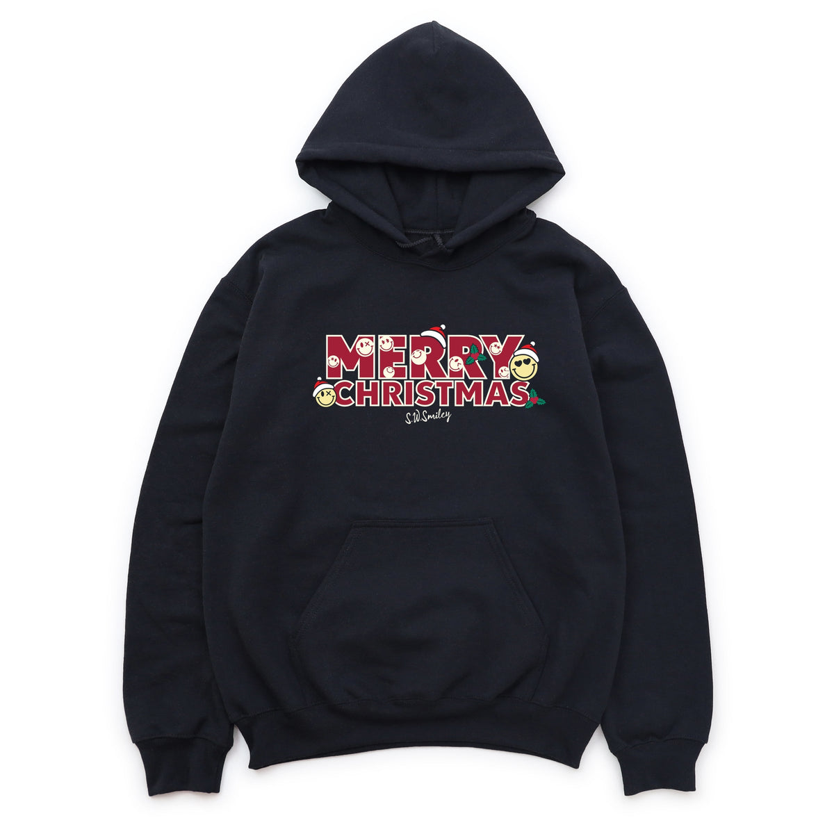S.W.Smiley Merry Christmas Stacked - Women's Graphic Hoodie