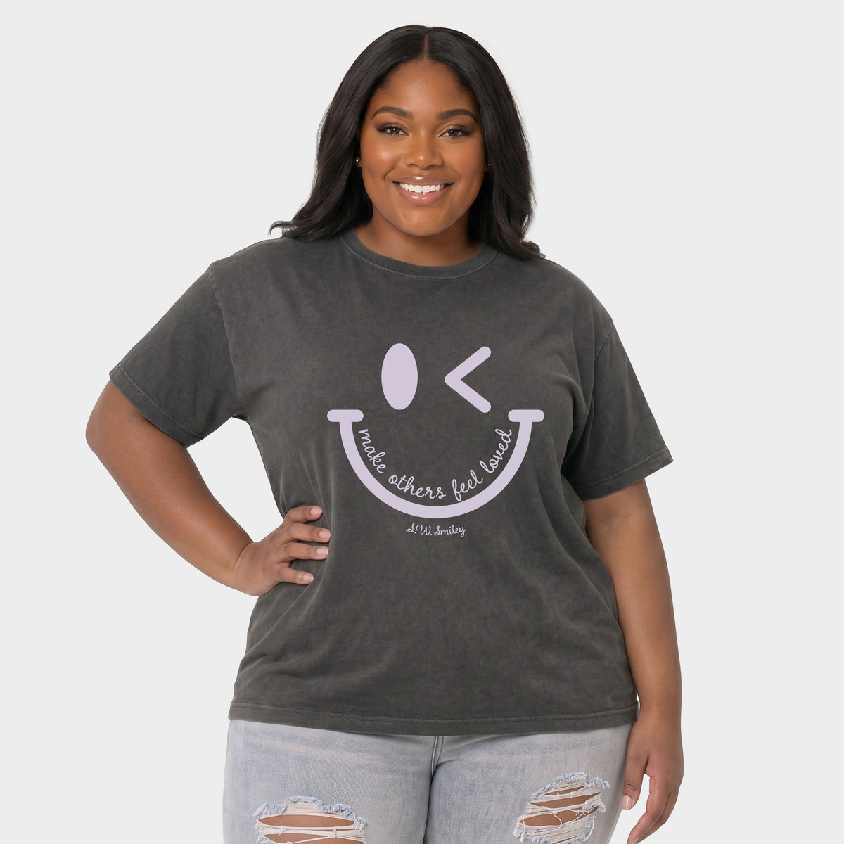 S.W.Smiley Make Others Feel Loved Puff - Women's Plus Garment Dyed Tee