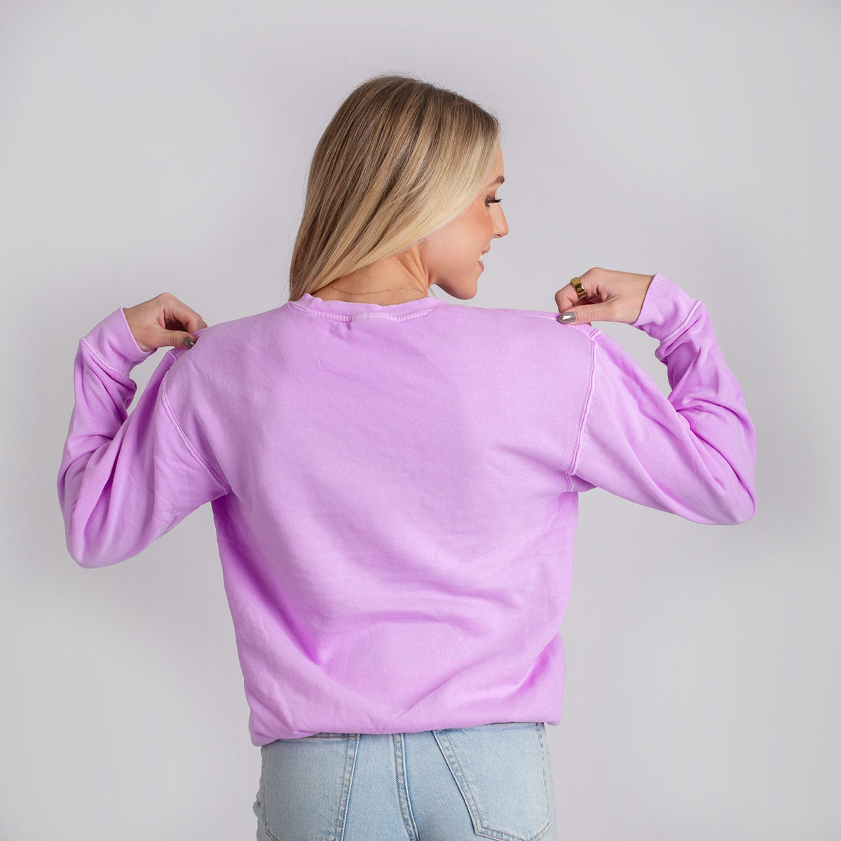 S.W.Smiley Happy To See Your Face Apple Plaid - Women's Lightweight Garment Dyed Sweatshirt